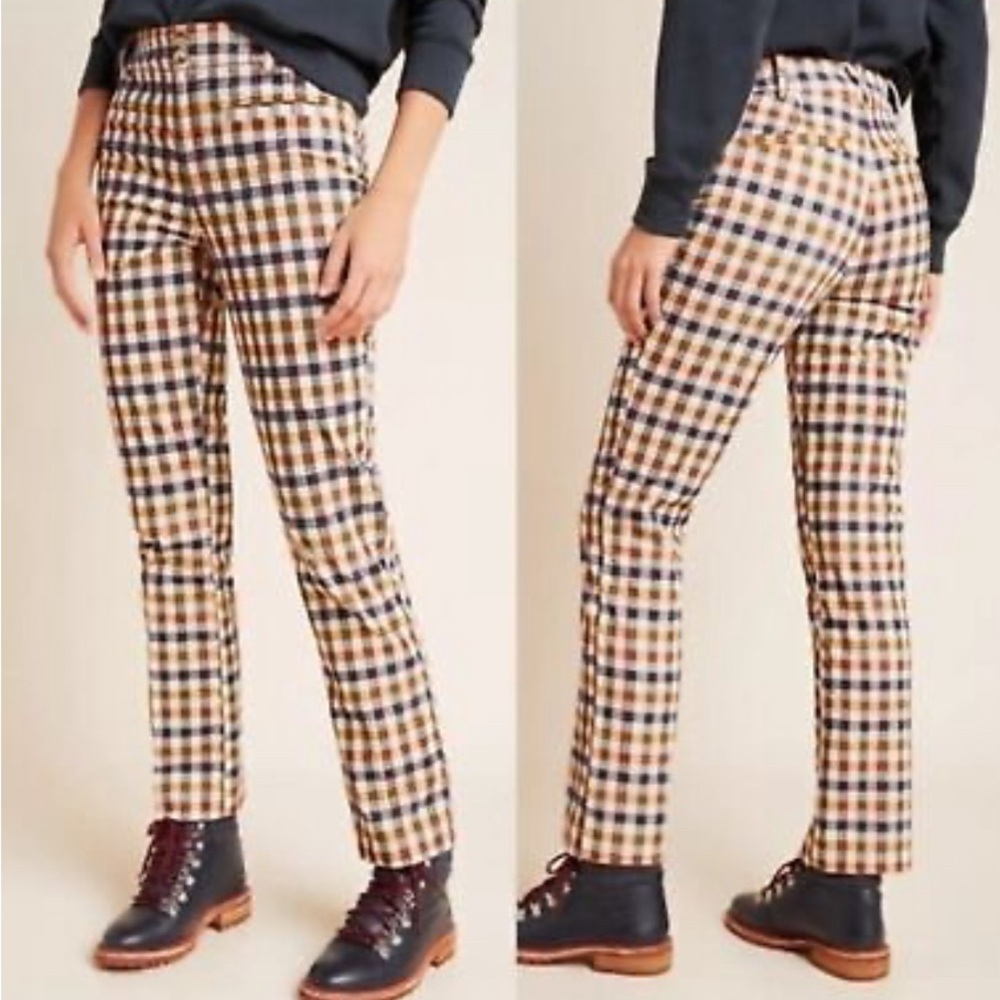 Anthropologie Plaid Corduroy Pants
